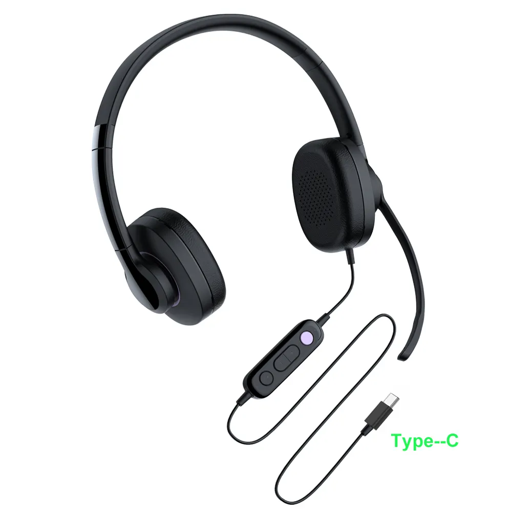 XING MAN HST 220C Stereo Headset with Noise Cancelling mic, wired USB-C office call center headphone for telecom trucker doctor