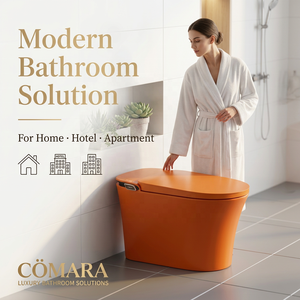 โถสุขภัณฑ์อัจฉริยะ Comara พร้อมที่นั่งอุ่น ระบบชำระล้างแบบไซฟอนสองจังหวะ ควบคุมด้วยรีโมท ติดตั้งบนพื้น ทรงยาว ไร้ขอบ เซรามิกทันสมัย ระบบ S-trap - Product Image 1