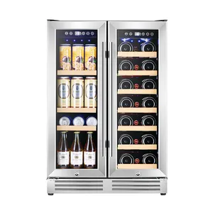 Frigorifero professionale per birra a compressore 24 pollici fianco a fianco frigorifero per bevande doppia zona sotto il bancone refrigeratore per birra