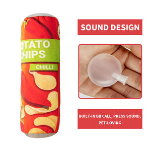 Wholesale Pet Dog <b>Cat</b> Vocal Durable <b>Plush</b> Grinding Teeth Cleaning Bite Resistant Potato Chip Cylinder Stuffed Pet Chew Toys - Product Image 4
