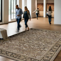 Tapis floral JYYD 5x7, lavable en machine, antidérapant, à poils ras, doux, fin, en polyester imprimé, avec support en coton, pour salon et chambre à coucher