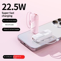 Batterie externe portable en plastique à charge super rapide 22,5 W avec un câble compact conçu sur mesure ; Capacité de 20 000 mAh