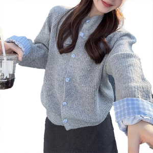 Suéter de Punto con Cuello Alto a Media Altura y Diseño de Parches que Rejuvenece, Cárdigan para Mujer, Estilo Nuevo de Invierno, Suéter Versátil de Moda - Product Image 4