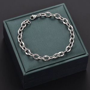 Bracelet ovale simple en acier inoxydable style hip-hop, chaîne de cheville à maillons rolo, chaîne de poignet basique, bijoux de mode exquis - Product Image 6