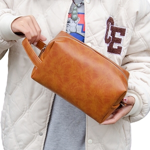 Trousse de Toilette Imperméable en Cuir PU pour Cosmétiques et Maquillage, Sac de Voyage Marron Vert pour Articles de Toilette - Product Image 4