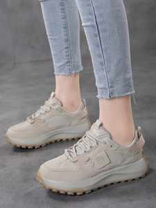 Women's Low-<b>Top</b> <b>Khaki</b> Chunky Sneakers Breathable Mesh Comfortable Slip-Resistant Casual Sports Footwear - Product Image 3