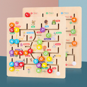 Nouveau <span class=keywords><strong>labyrinthe</strong></span> en bois avec chiffres et <span class=keywords><strong>lettres</strong></span> et pièces mobiles, jouet interactif intellectuel pour l'éducation précoce et la reconnaissance des formes chez les enfants - Product Image 1