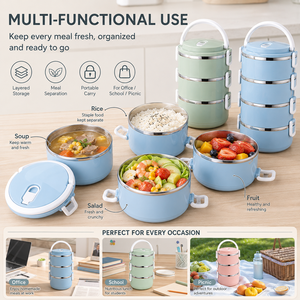 Multi-Layer Stainless Steel <b>Lunch</b> <b>Box</b> Bento <b>Box</b> Insulated Leak-Proof Portable Food Container for Kids Students Adults - Product Image 5