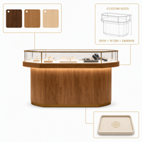 Maßgefertigte Schmuck-Vitrine LED-Beleuchtete Glasvitrine Freistehende Holz-Ausstellungsvitrine für Juweliergeschäfte Einzelhandel