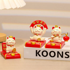 Ornement de bureau en résine Lucky Cat, ensemble multi-pièces, décoration Feng Shui, cadeau du Nouvel An chinois, fournitures de bureau - Product Image 4