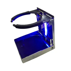 High Quality Stainless Steel Adjustable Drinking Blue Red Light Folding Boat Marine Yacht Cup Holder