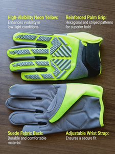 قفازات ميكانيكية متينة من WESKOS مع واقيات مفاصل TPR، عاكسة للضوء، مقاومة للماء، مانعة للانزلاق، متوافقة مع شاشات اللمس، للاستخدام الخارجي - Product Image 5