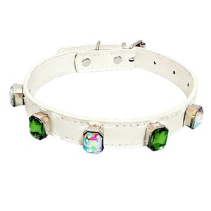 Collar para Mascotas Blanco Ajustable Estilo Lujoso para Razas Pequeñas Decorado con Diamantes - Product Image 5