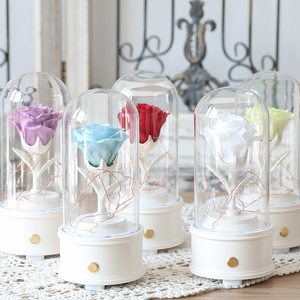 Caja Musical con Conexión Bluetooth, Caja Musical Clásica Personalizada Pequeña con Rosa Preservada, Caja Musical Única para Regalo de Novia - Product Image 1