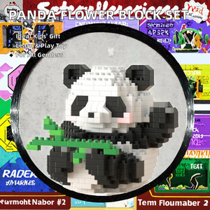 Ensemble de blocs d'assemblage mignons en forme de fleurs de panda, jouet DIY pour enfants, ornements éducatifs en plastique miniature, idée cadeau parfaite, vente en gros - Product Image 3