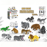 Mini-ensemble de blocs de construction animaux féroces, série de collection à assembler soi-même pour enfants et adultes, cadeau promotionnel en gros