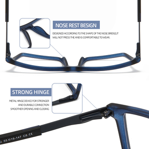 TR 90スクエアユニセックスメガネフレーム金属テンプル工場価格光学フレームカスタムロゴ格安眼鏡反射防止アイウェア - Product Image 6