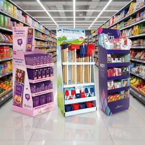 ชั้นวางสินค้าแบบตั้งพื้นสำหรับร้านค้าปลีก ทำจากกระดาษแข็ง พิมพ์โลโก้ลูกค้าได้ ใช้สำหรับโฆษณาและโปรโมชั่น - Product Image 1