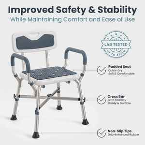 <span class=keywords><strong>Chaise</strong></span> <span class=keywords><strong>de</strong></span> <span class=keywords><strong>douche</strong></span> à <span class=keywords><strong>hauteur</strong></span> <span class=keywords><strong>réglable</strong></span>, capacité <span class=keywords><strong>de</strong></span> 450 lb avec accoudoirs rembourrés et dos, équipement <span class=keywords><strong>de</strong></span> sécurité pour salle <span class=keywords><strong>de</strong></span> bain pour personnes âgées handicapées - Product Image 6