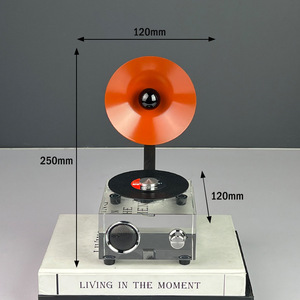 Statuetta Trasparente a Forma di Giradischi in Stile Nordico, Minimalista, Arancione, Verde, Nero, Decorazione da Tavolo per Ufficio e Casa - Product Image 6
