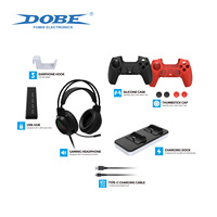 DOBE 7-in-1 PS5 Spielzubehör-Set mit Ladestation, Silikonhülle, Gaming-Kopfhörerhalterung und Thumbstick-Kappen für PS5