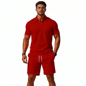 Set Personalizzato di Polo a Maniche Corte e Pantaloncini in Misto Cotone per <span class=keywords><strong>Uomo</strong></span>, Vestibilità Comoda, Nuovo, Multifunzionale, Alla Moda e Popolare - Product Image 2