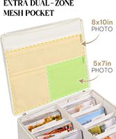 Boîte de rangement photo pliable moderne grande capacité avec fermeture éclair, huit compartiments intérieurs et 24 cartes de séparation, écologique