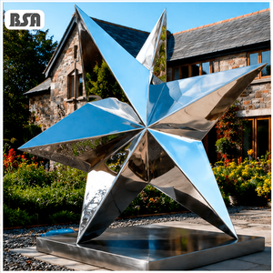 Escultura de Estrella de Cinco Puntas 3D en Acero Inoxidable Pulido Espejo BSA 304/316L, Estatua de Estrella Metálica para Exteriores, Jardín, Plaza, Villa - Product Image 1