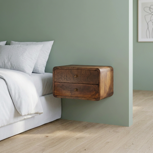 Cajonera de pared levitante de madera de teca Echo, caja cápsula para dormitorio individual, organizador multimedia - Product Image 3