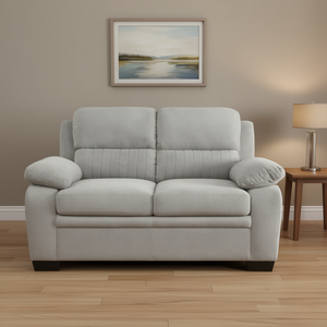 Causeuse moderne à cadre en bois massif gris 1 pièce avec sièges en peluche Canapés de salon en tissu texturé confortable - Product Image 2