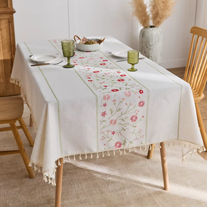 Customised Wholesale Ins Style Embroidered Polyester Fabric <strong>Table</strong> Cover Fancy Wedding <strong>Table</strong> <strong>Cloths</strong> - Product Image 1