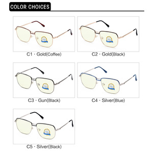 Gafas rectangulares con montura metálica completa, anti luz azul, color gris, unisex, para adultos, modelo 50010 - Product Image 3