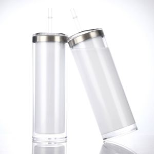 Gobelet isotherme droit en acier inoxydable de 20 oz avec intérieur en plastique pour sublimation, effet boule à neige et paillettes, pour soda, bière, café (sans isolation thermique) - Product Image 3