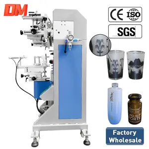 DM Mesin Cetak Layar Silinder Cina Multiwarna Semi Otomatis untuk Botol Parfum Cangkir Plastik Botol Kaca