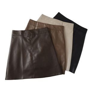 Nouvelle jupe trapèze noire en similicuir PU pour femme, taille haute, amincissante, moulante, couvrant les hanches, style décontracté avec taille naturelle - Product Image 3