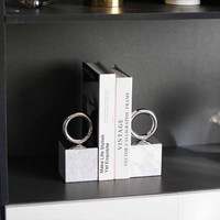 Porte-livres en argent avec design Art Déco, en acier inoxydable et marbre, pour les anniversaires
