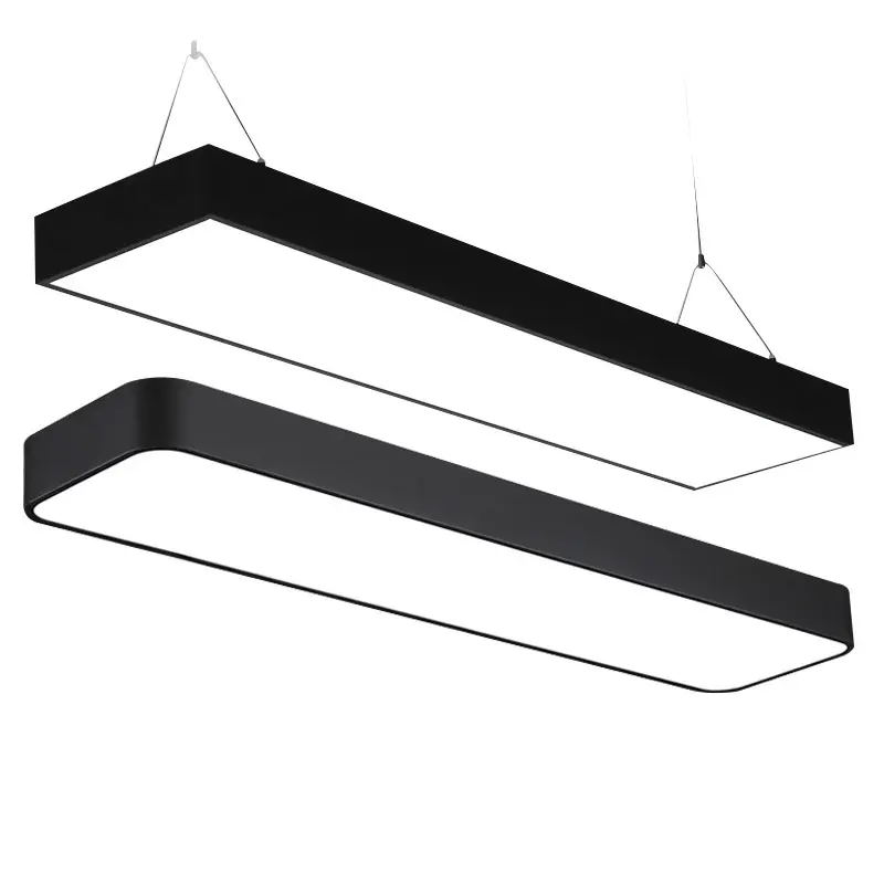 Led ofis kolye lamba LED şerit ışık 60/90/120/150/180cm 72W T5 dikdörtgen asılı hat lamba uzun atölye kolye ışıkları