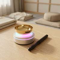 Ensemble de bols chantants électriques portables rechargeables en métal pour la méditation, la guérison sonore zen, le yoga avec contrôle tactile LED et marteau en bois