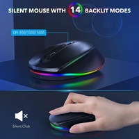 Conjunto de Teclado y Ratón Inalámbricos de Tamaño Completo, Teclado Retroiluminado Recargable, Ratón Combinado USB Inalámbrico para Computadora, Mac, PC, Laptop