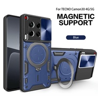 Étui de protection de qualité militaire pour Tecno Camon 40 30 Pro 4G 5G avec protection d'objectif, béquille magnétique et support de fixation voiture, noir