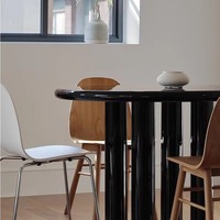 Table à manger pliable en bois massif, finition brillante, design moderne avec pieds en métal