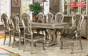 Bens — ensemble de Table à manger ancien, complet de style européen Vintage, en bois traditionnel sculpté - Product Image 2