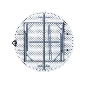 โต๊ะพับกลางแจ้งขนาด 5 ฟุต ขาโลหะ พลาสติกแบบพกพา โต๊ะกลมพับได้สำหรับจัดเลี้ยงงานแต่งงาน พับครึ่งได้ - Product Image 4