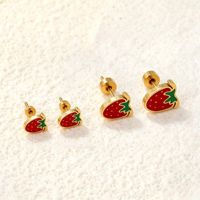Lot de 12 paires de boucles d'oreilles clous en émail motif nuage, arc-en-ciel et fraise, en acier inoxydable, mignonnes, marque XLS, pour enfants et bébés, idéales comme cadeaux