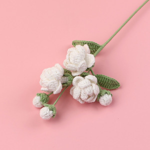 Fleur <span class=keywords><strong>de</strong></span> <span class=keywords><strong>jasmin</strong></span> éternelle en crochet fait main, branche unique, cadeau pour la Fête des Enseignants, la Saint-Valentin, la Journée des Filles, ou pour une déclaration d'amour - Product Image 4