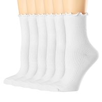 Chaussettes courtes pour femmes et filles, mignonnes, à volants effet 'lettuce', respirantes, en coton tricoté doux, couleur unie, décontractées