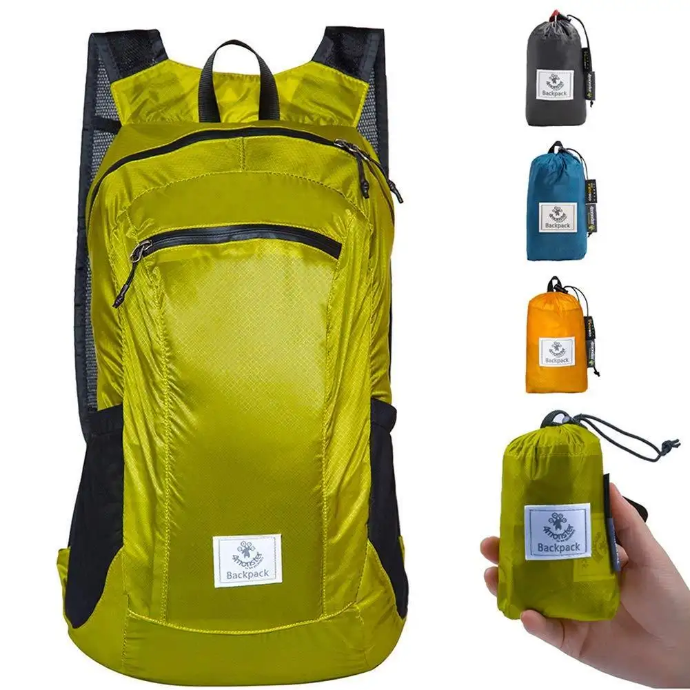 हाइकिंग डेपैक, यात्रा कैम्पिंग आउटडोर वाटरप्रूफ बैग फैशन चेन स्ट्रैप नायलॉन के लिए पानी प्रतिरोधी हल्के पैक करने योग्य बैकपैक