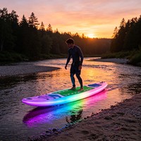 Planche de paddle gonflable lumineuse LED pour soirée, avec changement de couleur RGB, idéale pour le lac, la rivière, la mer et le surf