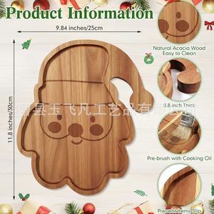 Yu Feifan Christmas Wooden Santa Tray Acacia Wood Cartoon Design For Party Snacks And <b>Cookies</b> - Product Image 3