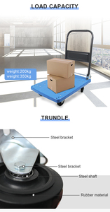 頑丈なプラスチック製四輪プラットフォームカート700lbs/350kg容量折りたたみ式デザイン輸送インドネシアマレーシアタイ - Product Image 4